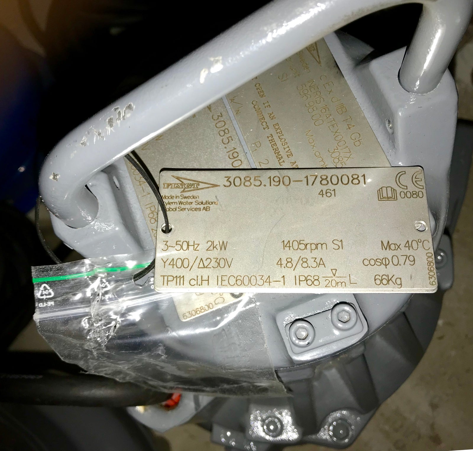 Flygt NP 3085.190 461 MT 2kw 400v  submersible waste water pump #3508