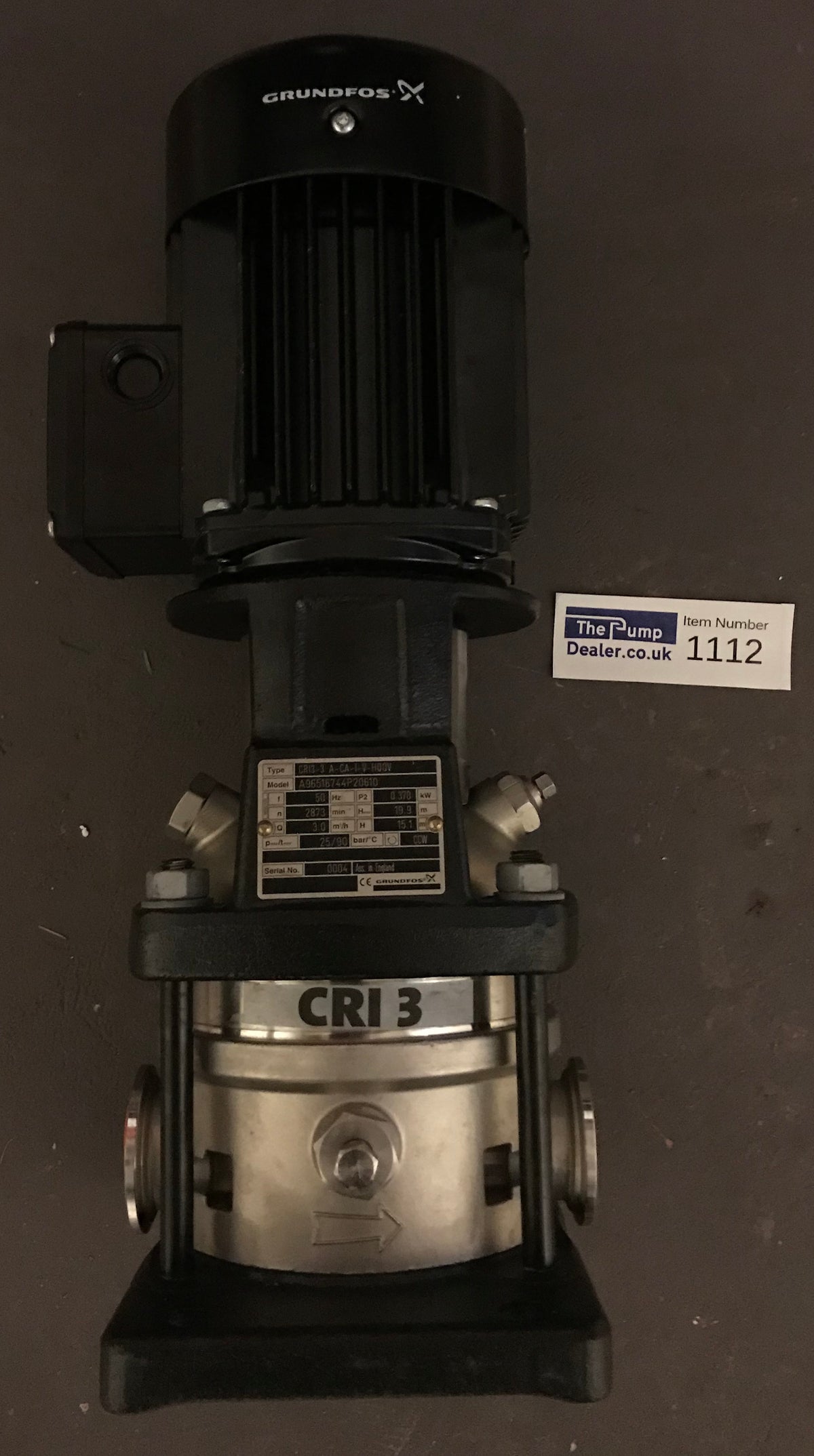 Grundfos CRI 3-3 stainless vertical multistage pump 96516744 #1112