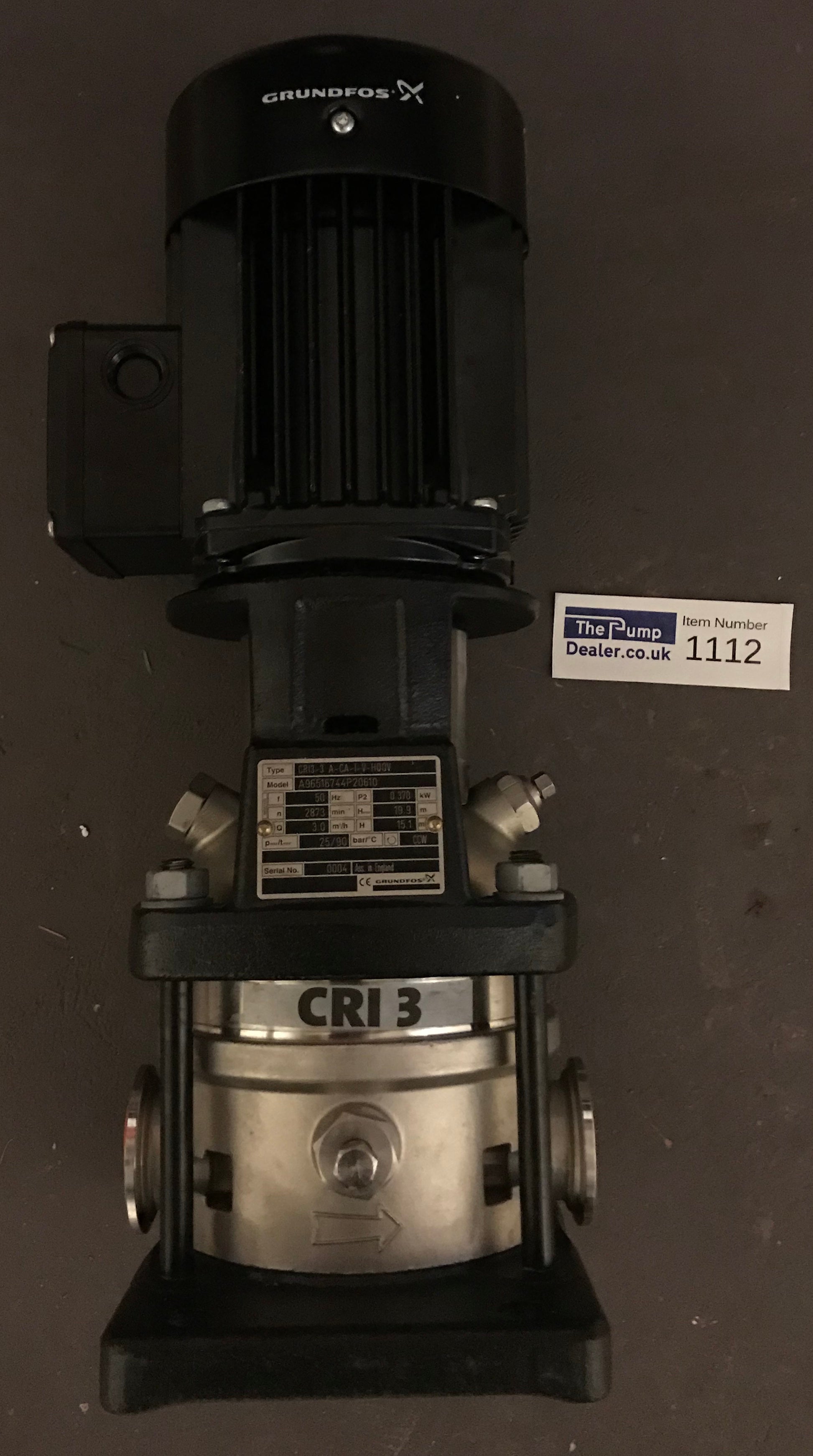 Grundfos CRI 3-3 stainless vertical multistage pump 96516744 #1112
