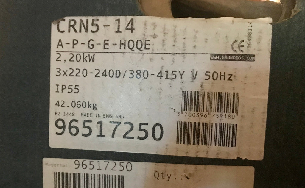 Grundfos CRN 5-14 A-P-G-E-HQQE Vertical Multistage Pump 96517250 415v #2026