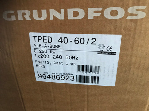 Grundfos TPED 40-60/2 96486923 240v in line pump circulating Variable #1781