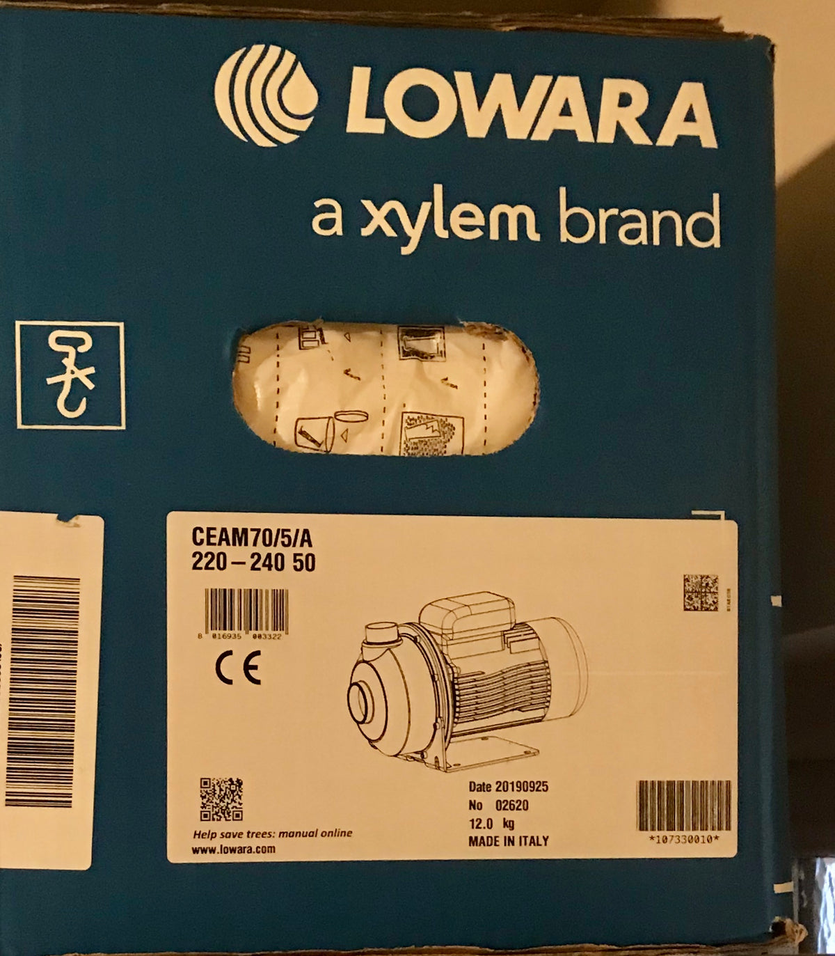 Lowara CEAM70/5/A 1~ 230v Horizontal Multistage Pump 107330010 #2333