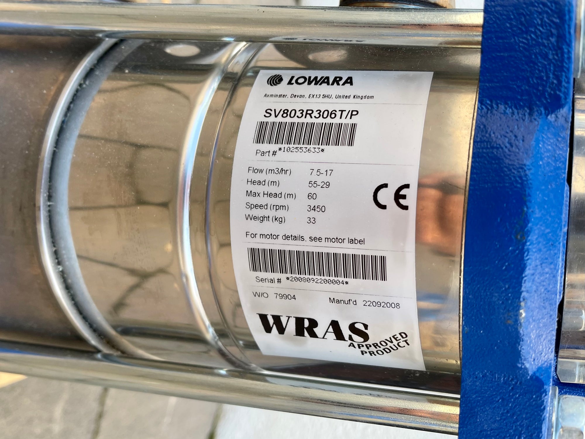 Lowara SV803 R306T/P Vertical Multistage Pump Bareshaft 3kw #3366
