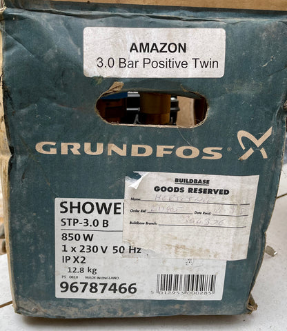 Grundfos Amazon 3 Bar Positive Twin Pump Shower 96787466 #3069