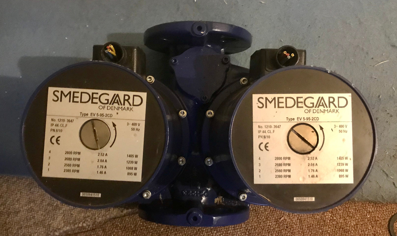Smedegaard EV 5 95 2CD 415v Dn50 280mm Twin Head Circulator Pump #2547 USED