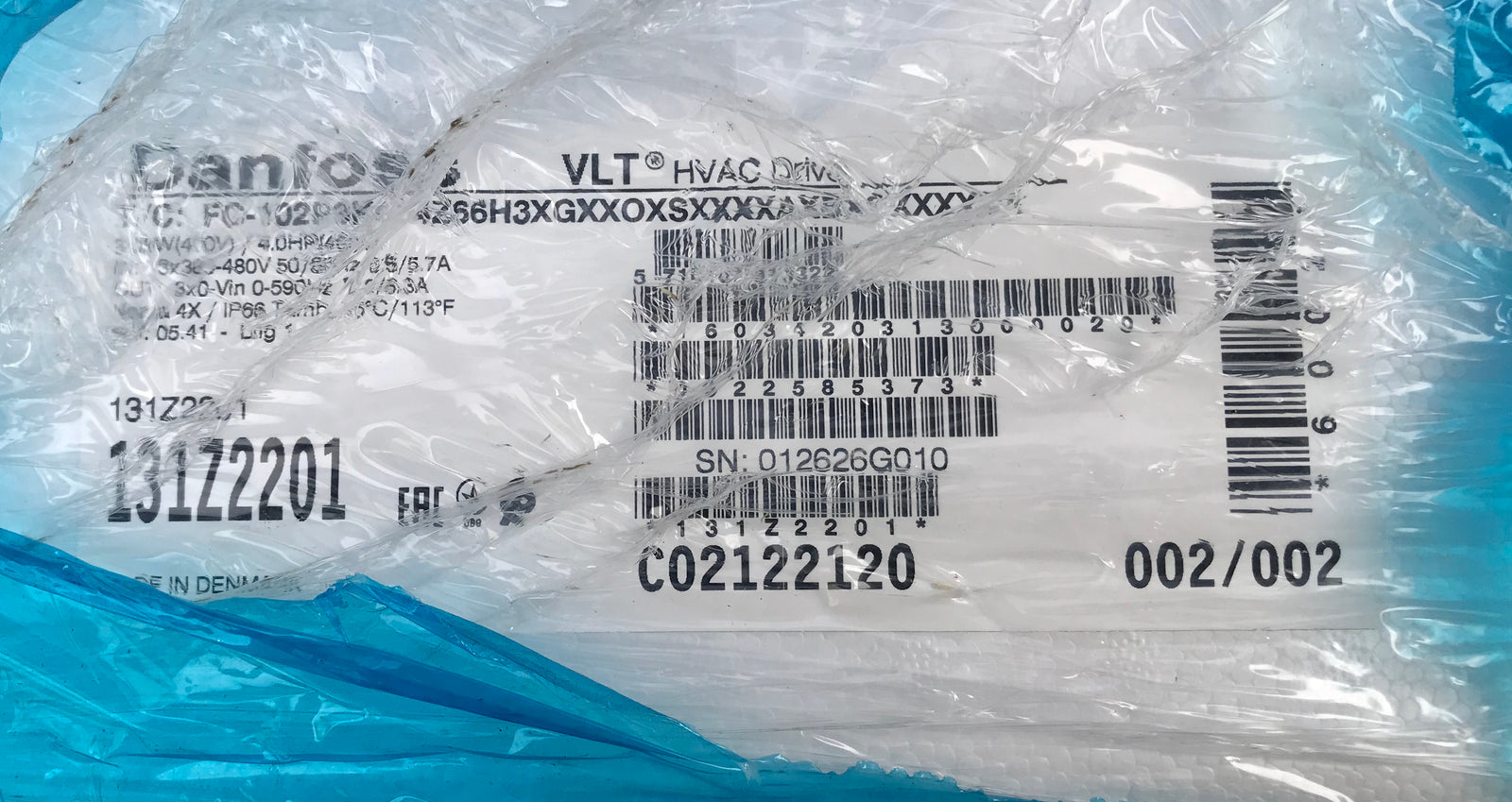 Danfoss VLT FC-102 3 KW HVAC Variable Speed Drive Inverter 131Z2201 415v #2140