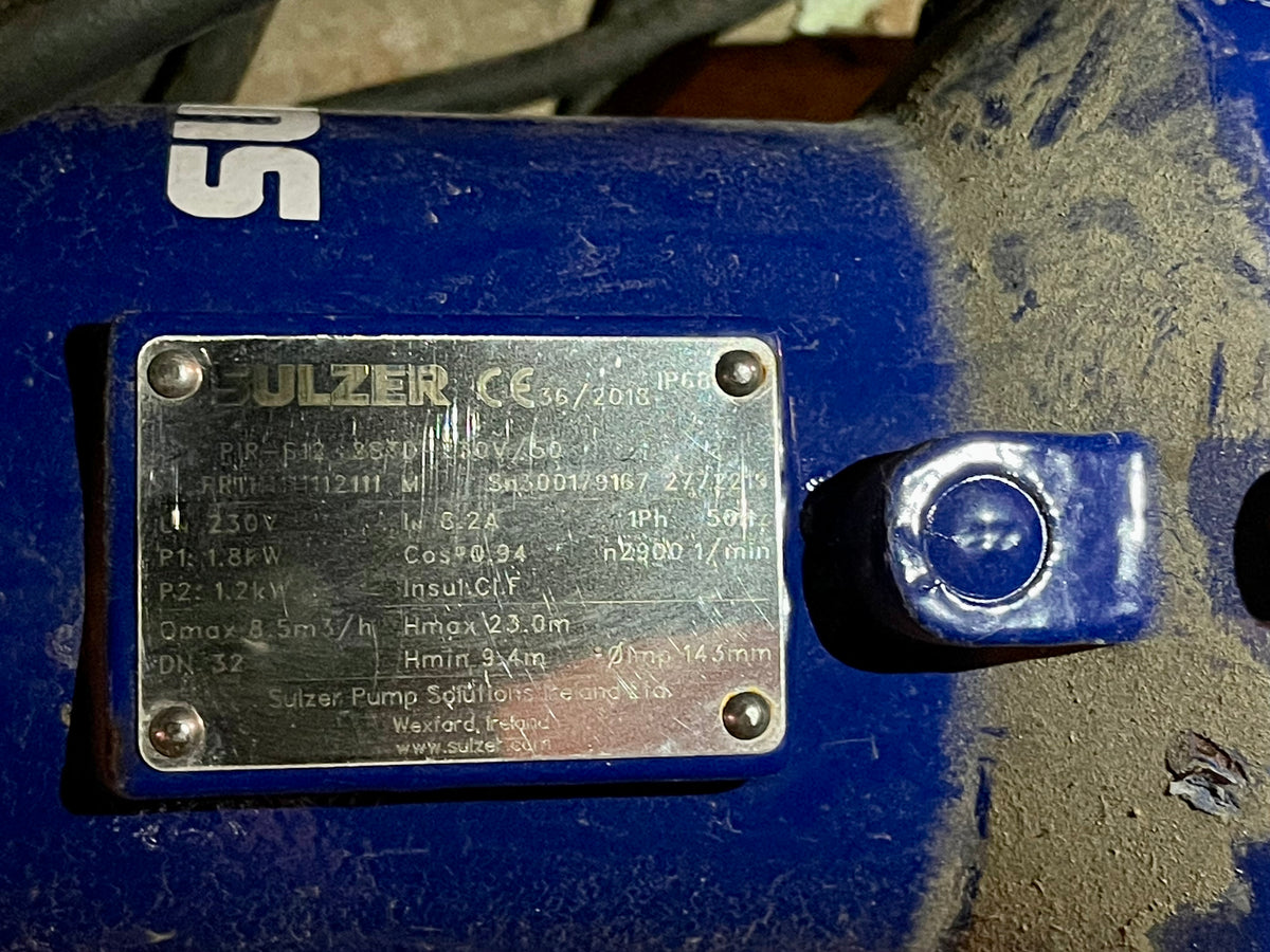 Sulzer Piranha S12/2W DN32 1~ 230V Submersible Waste Grinder Pump #2923