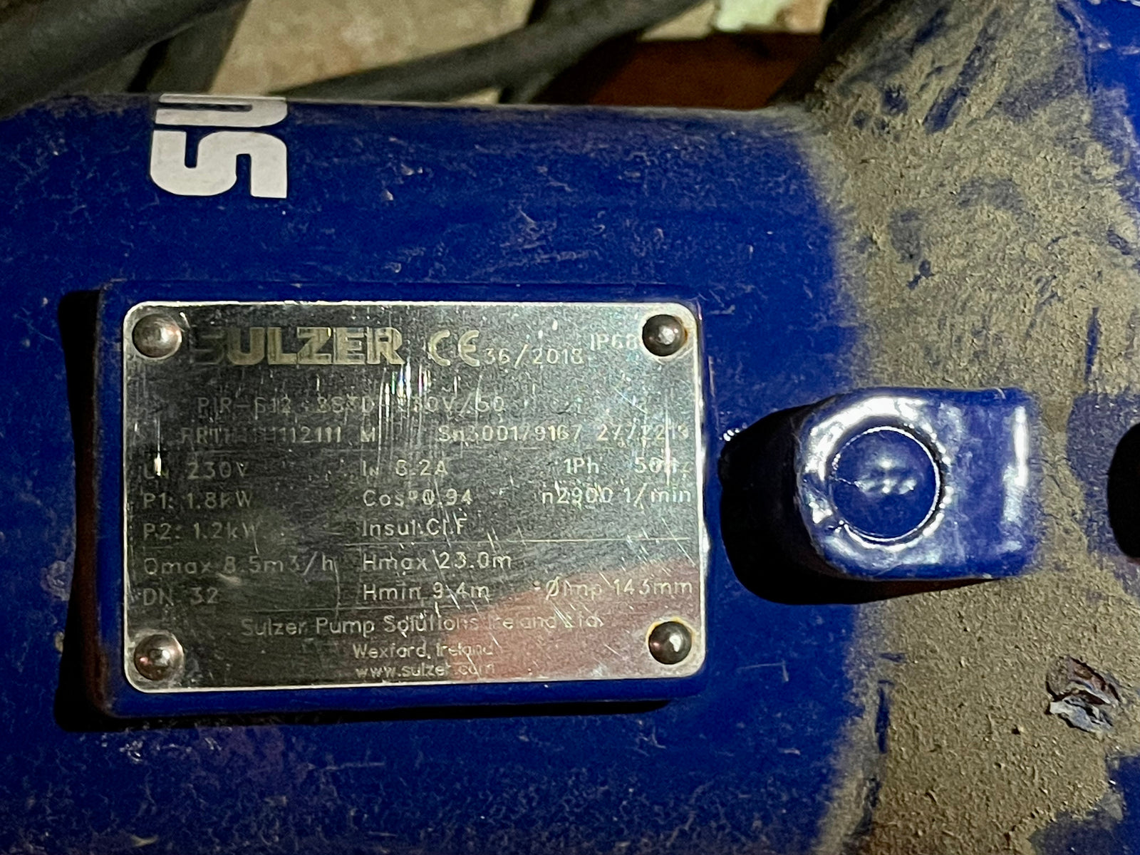 Sulzer Piranha S12/2W DN32 1~ 230V Submersible Waste Grinder Pump #2923