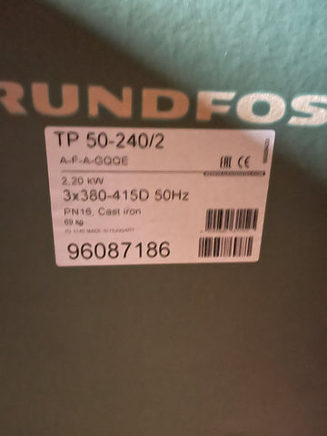 Grundfos TP 50-240/2 2.2kw Flanged Pump Circulator 415v 96087186 #2718 VAT