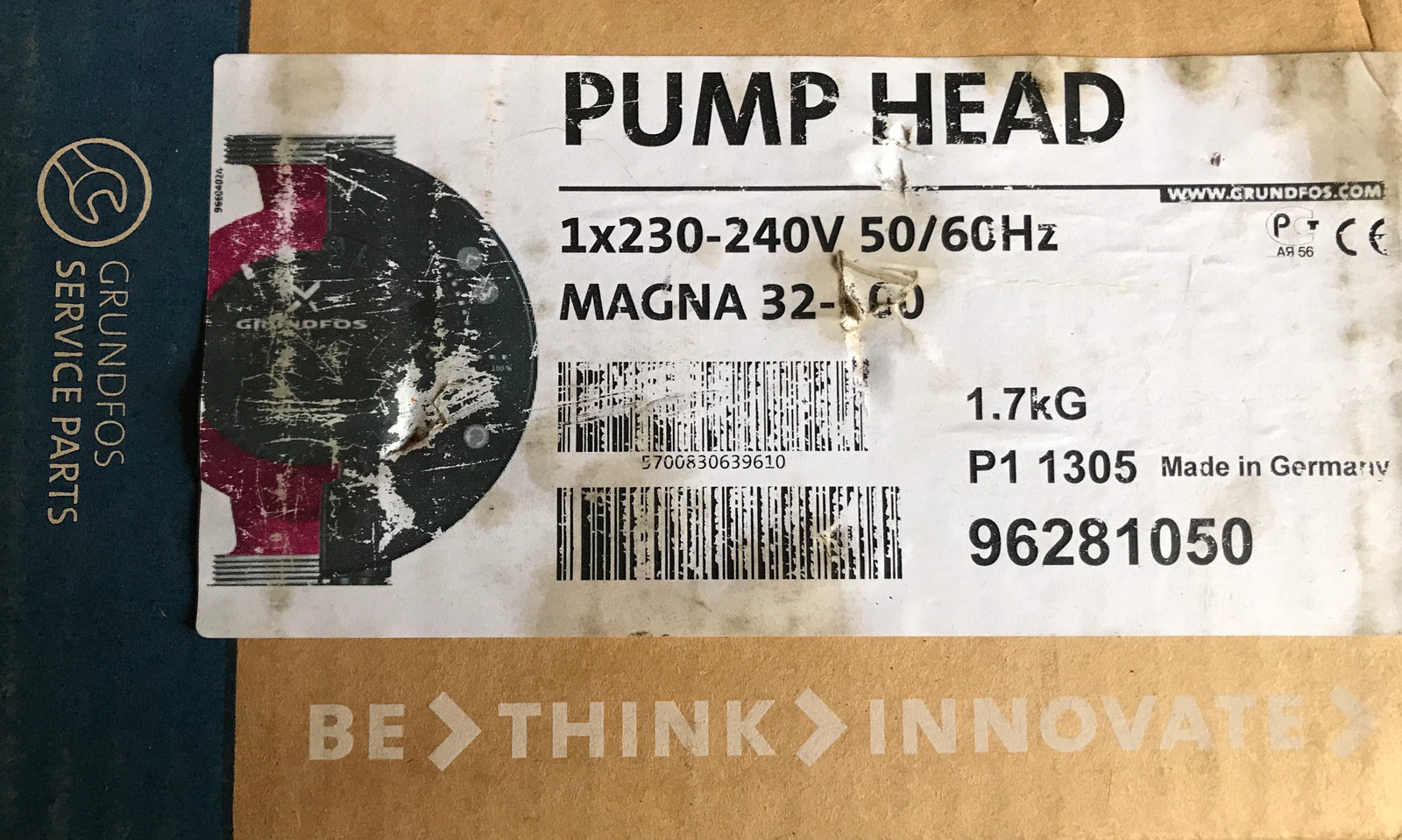 Grundfos Magna UPE 32-100 F N Replacement Head motor 96281050 #895