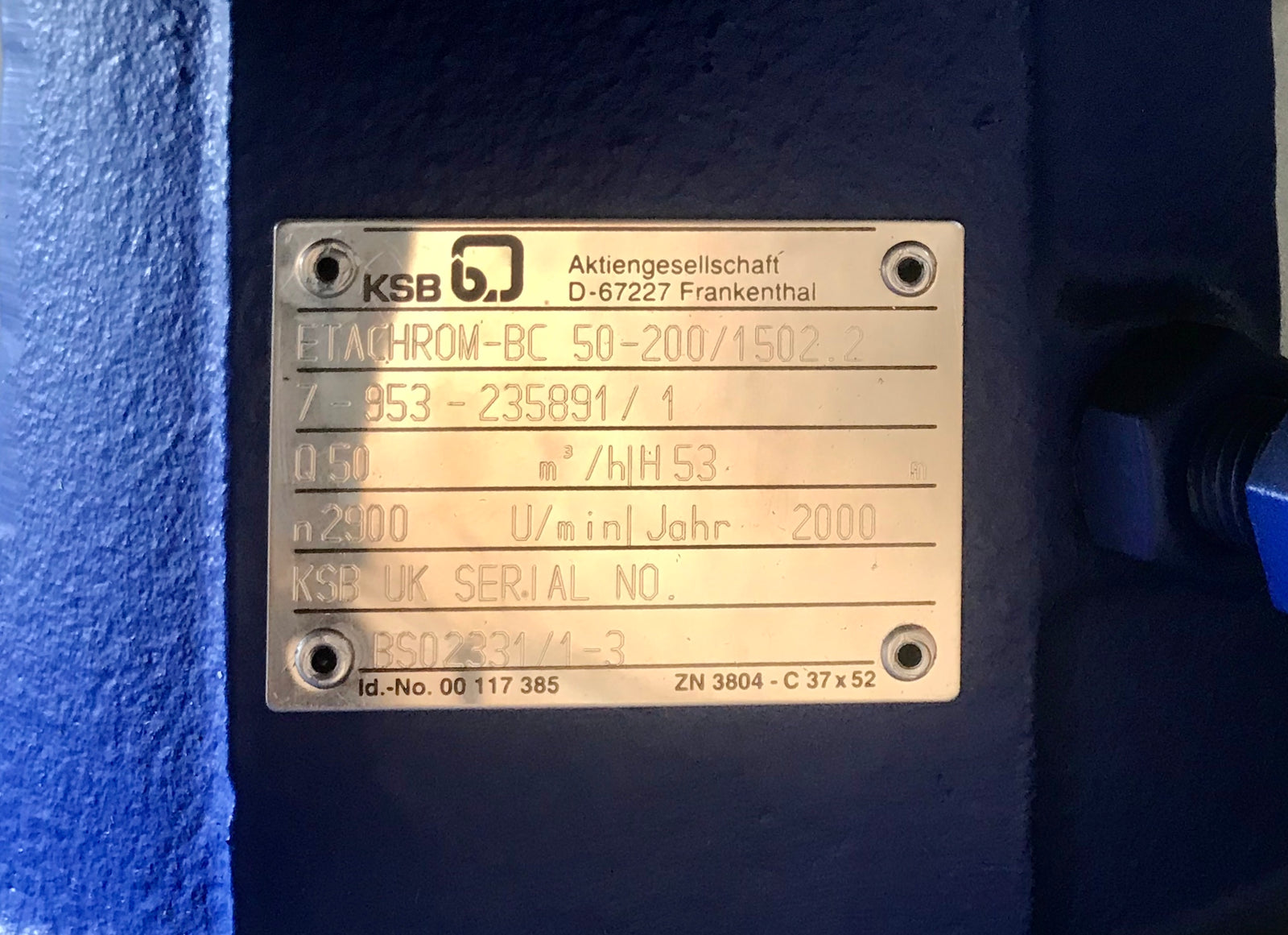 KSB ETACHROM BC 50-200 1502 Stainless End Suction Pump  #2492