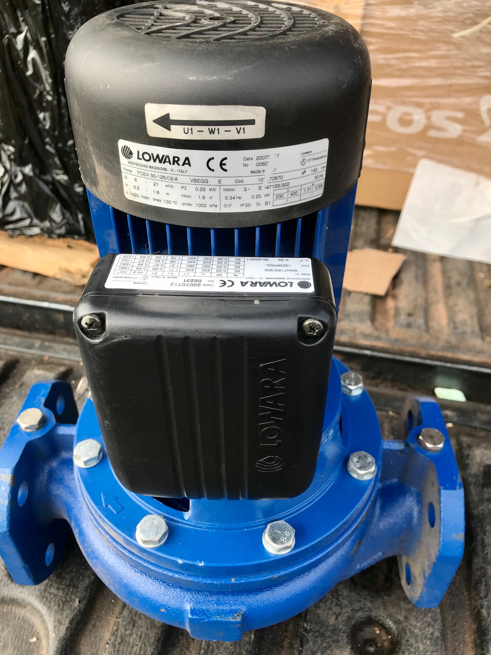 Lowara FCE4 50-125/02/A 0.25kw Pump 415v Centrifugal In Line #2007