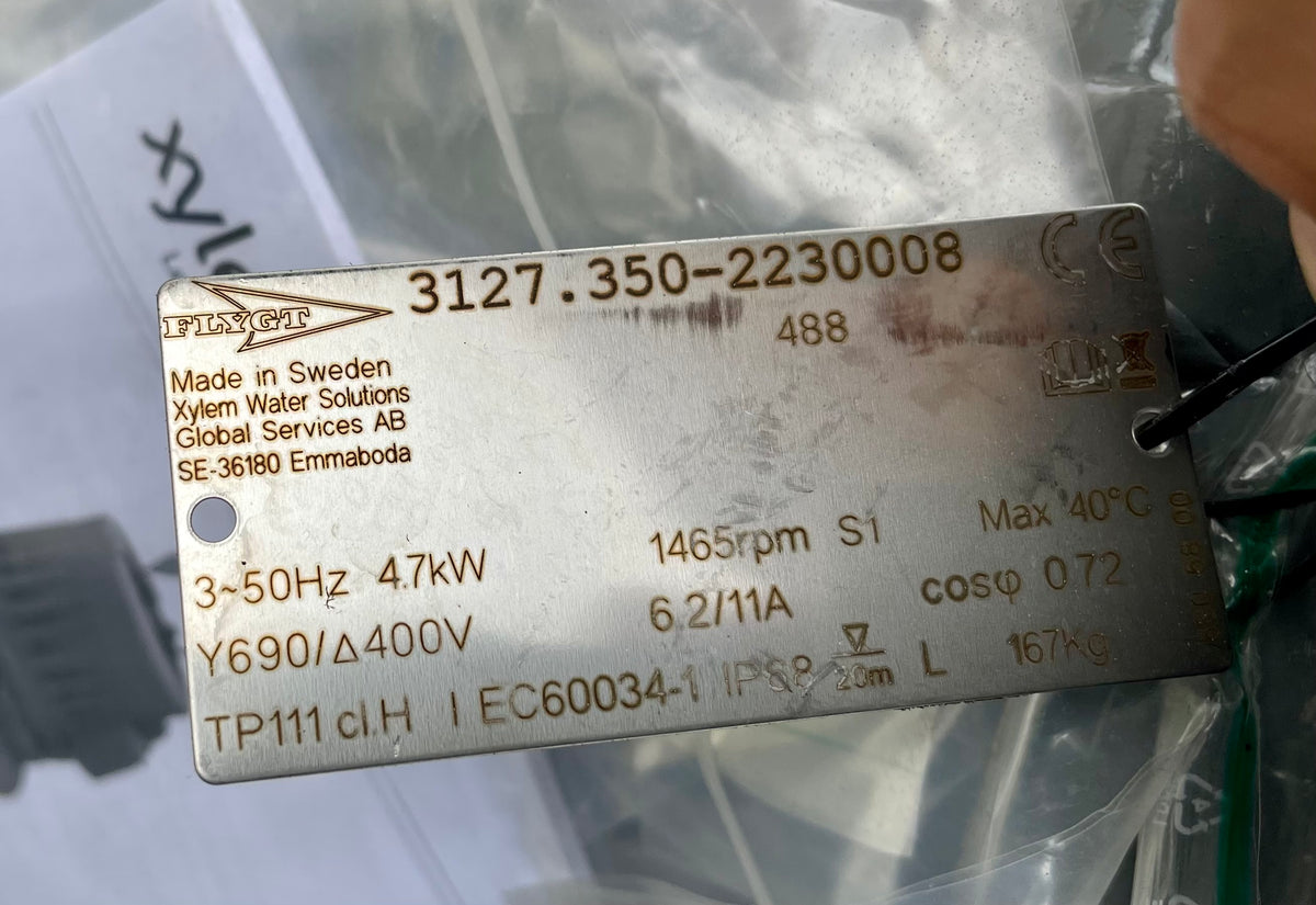 Flygt N 3127.350 HT 4.7kW 488 Chopper 400v submersible sewage pump #3178
