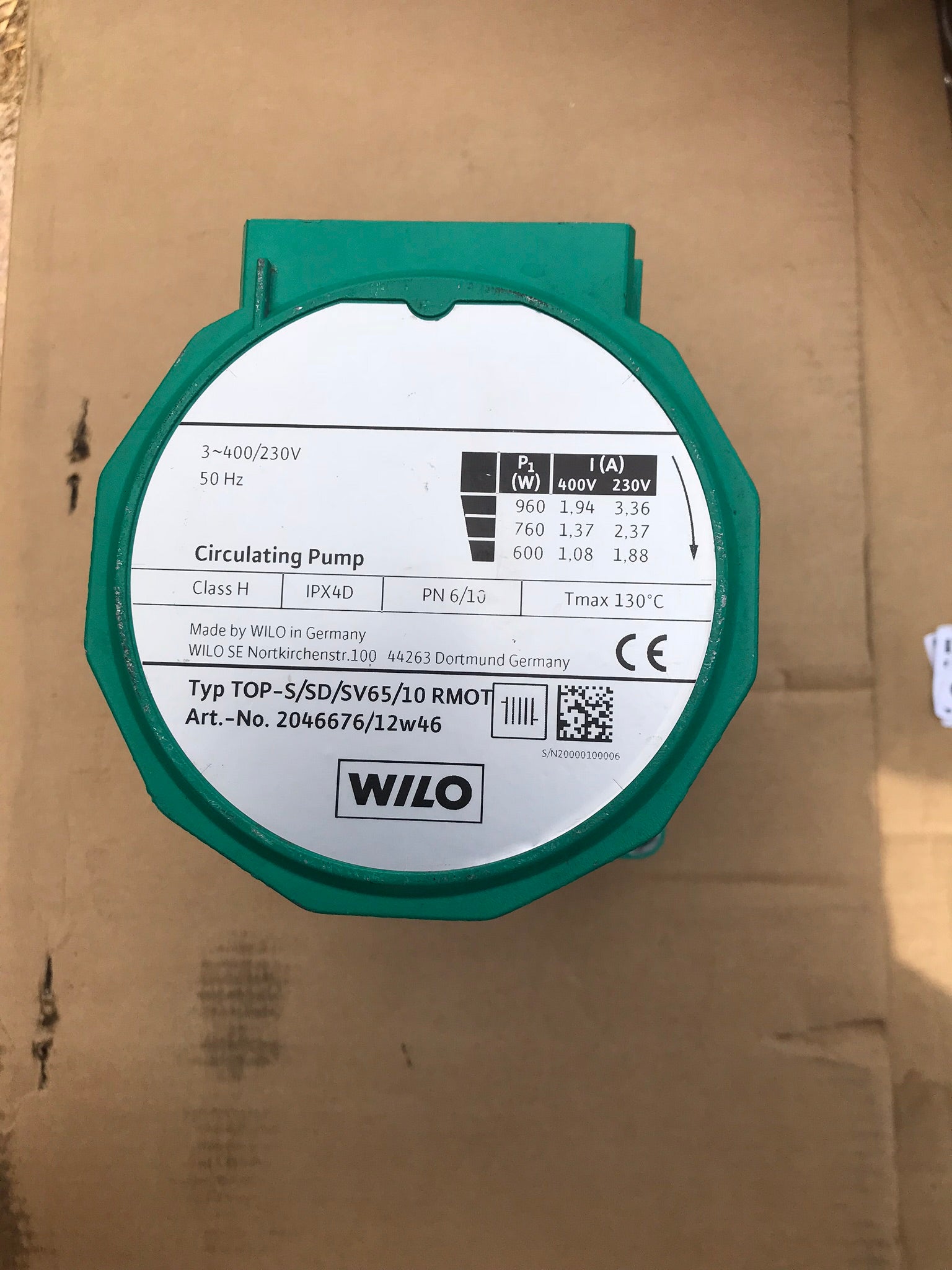Wilo Pump Replacement Head Top-S/SD/SV 65/10 RMOT 2046676 400v #1542 VAT