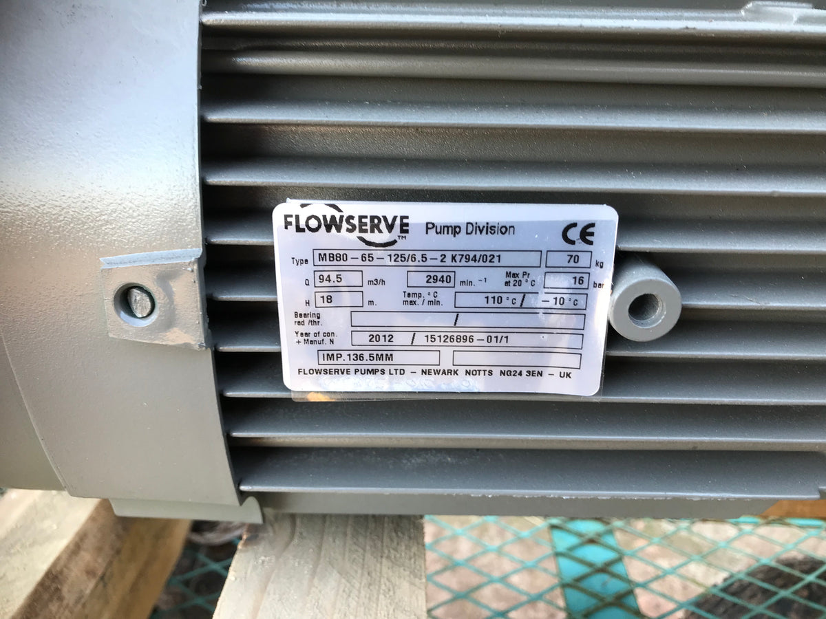 Flowserve MENBLOC MB80-65-125/6.5-2 Horizontal End Suction 415v Pump #1270