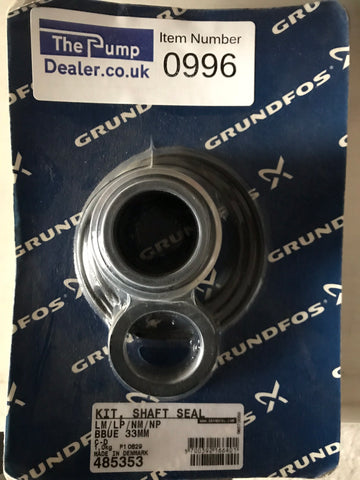 Grundfos 485353 LM / LP / NM / NP SHAFT SEAL AND GASKET KIT 33MM O RING TYPE (EPDM BELLOWS) BBUE STD #996