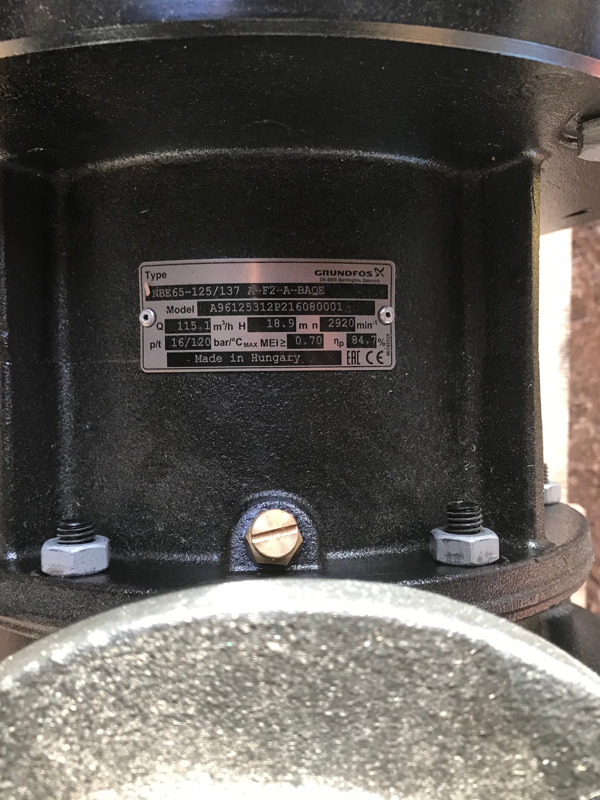 Grundfos NBE 65-125/137 A-F2-A-E-BAQE - 96125312 end suction pump 7.5kw 415v  #709