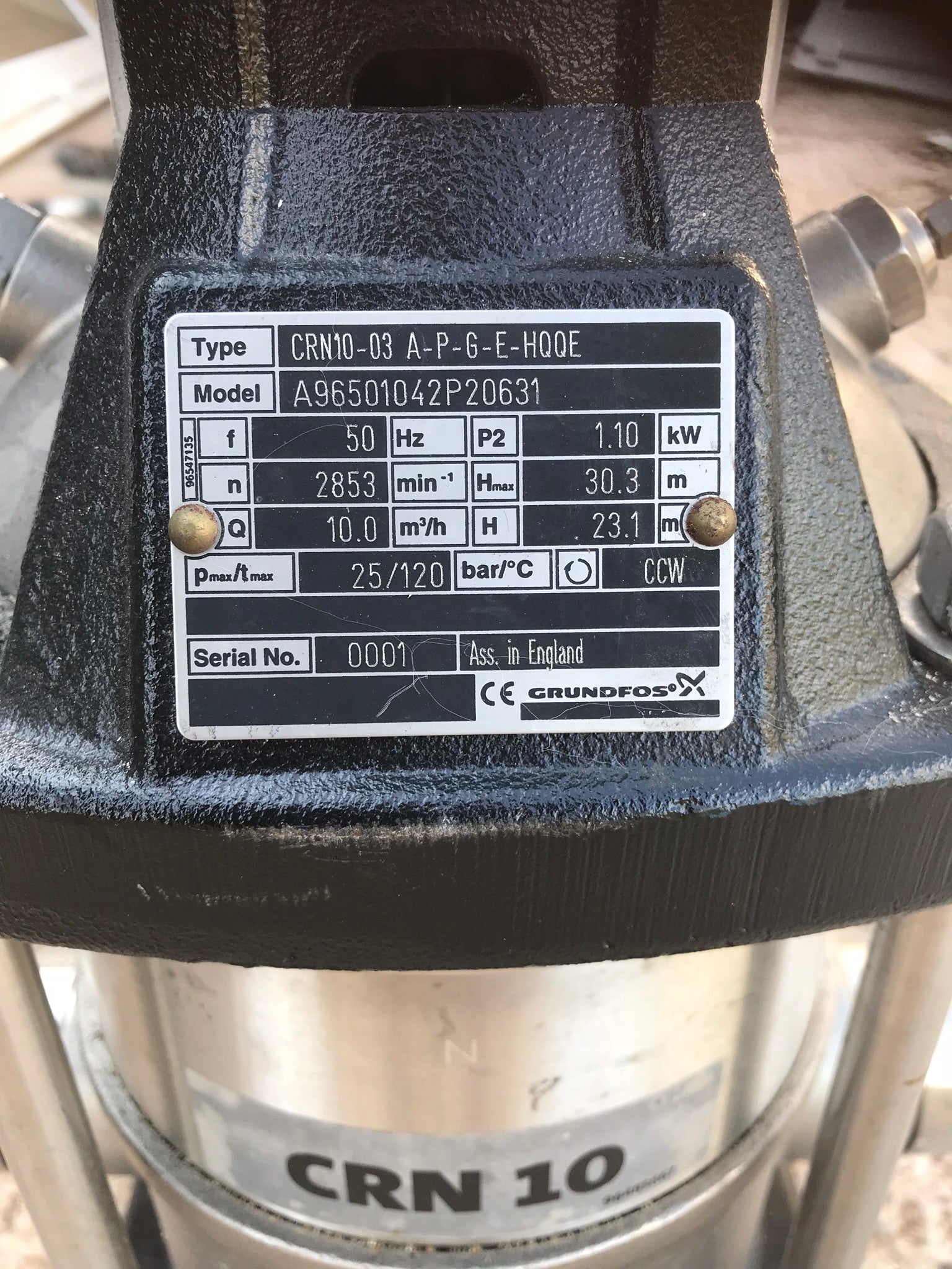 Grundfos CRN 10-03 Vertical Multistage Pump 96501042 415v #943