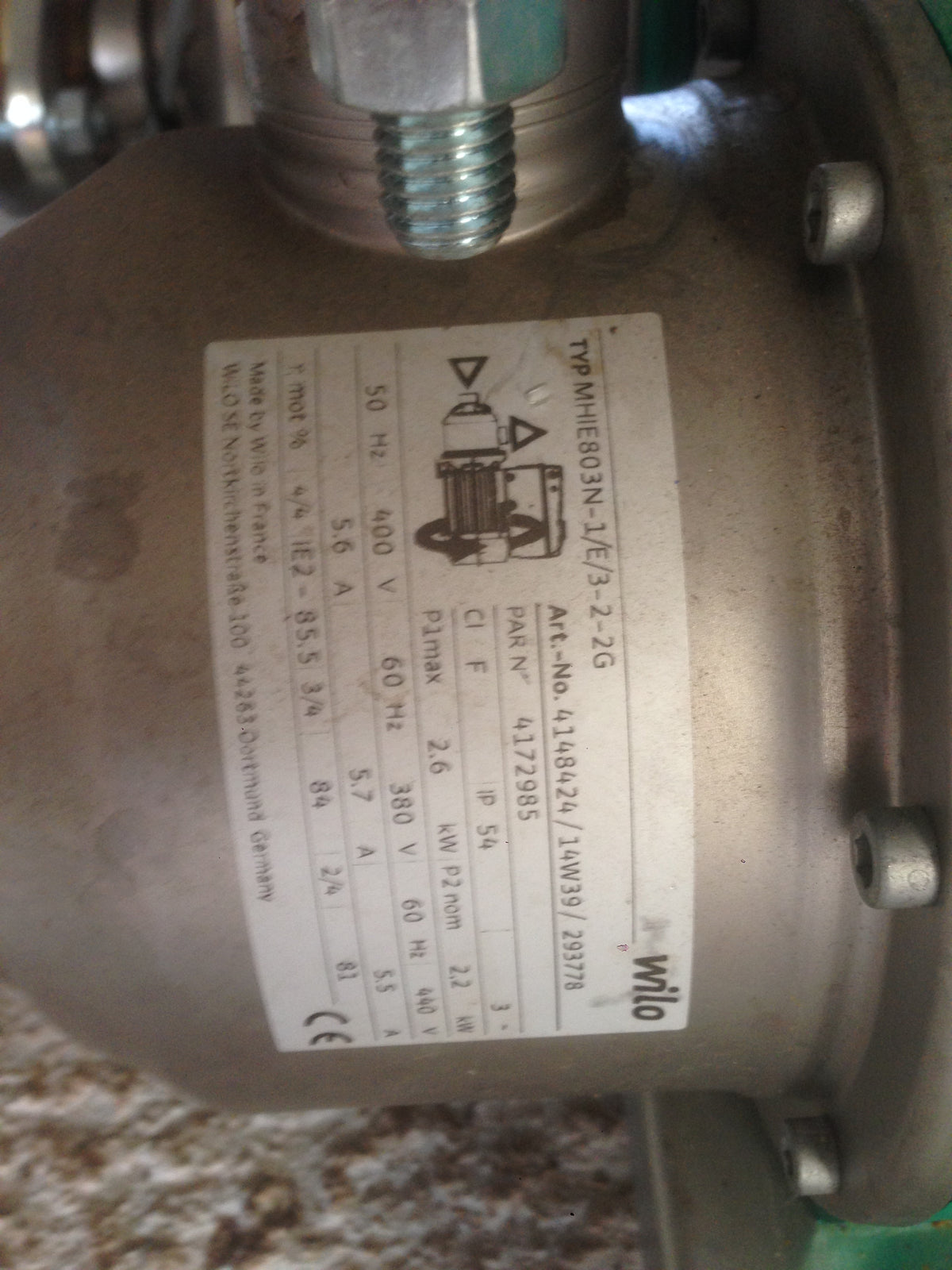 Wilo COR-2MHIE803-2G/VR-EB 4.4kw 5 bar Twin Pressure Booster pump Set 415v