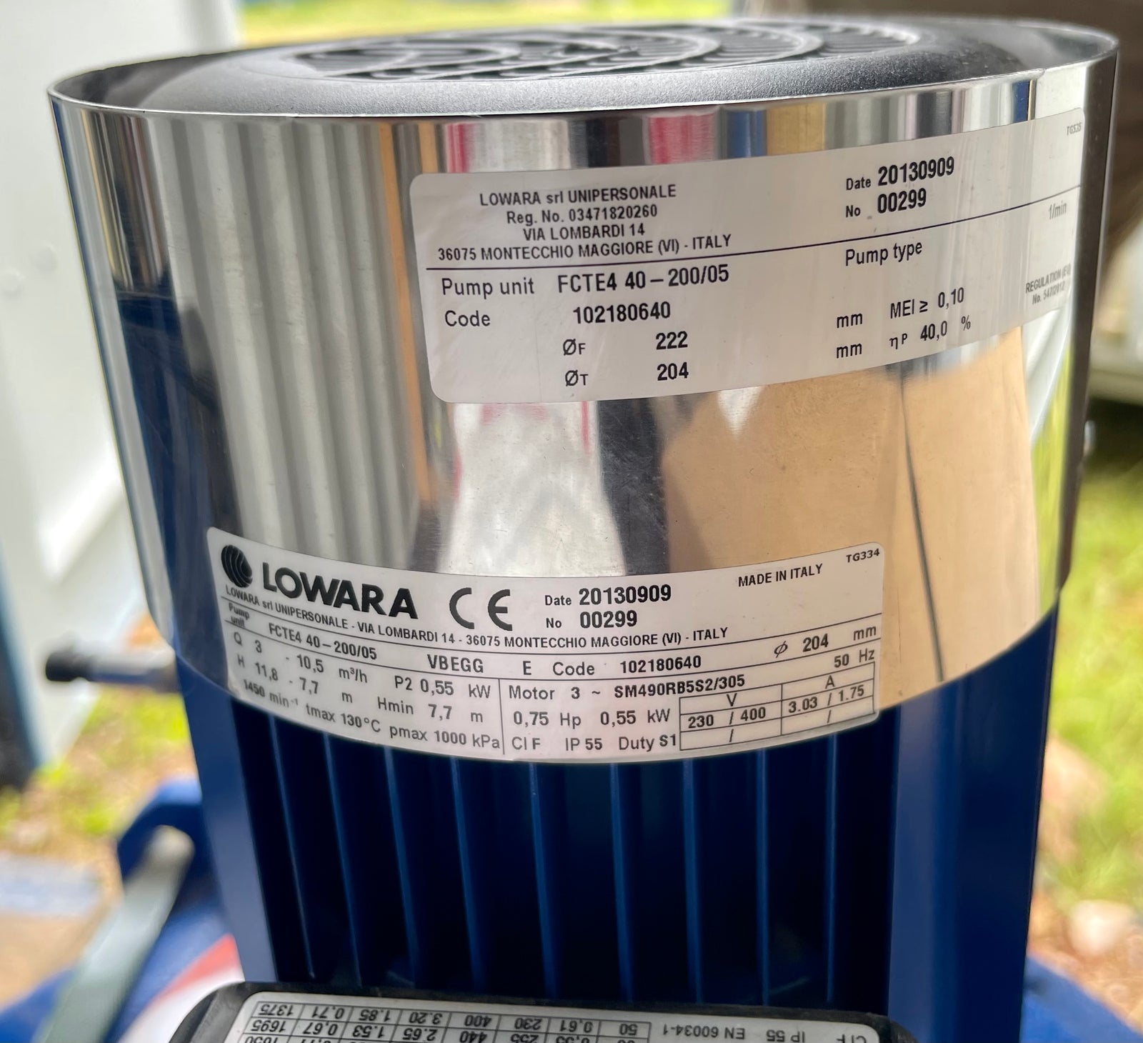 Lowara FCTE4 40-200/05 415v 0.55kw Circulator Pump DN40 102180640 #2996 VAT