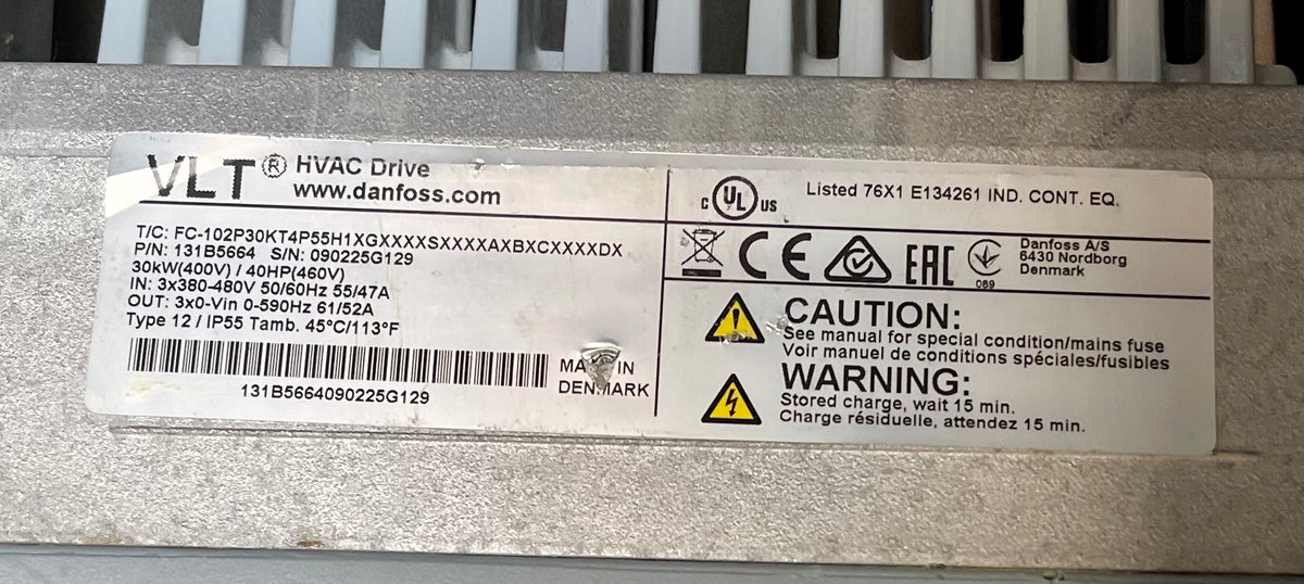 Danfoss VLT HVAC Drive FC-102 131B5664 30kw Inverter Control Drive #3133 USED