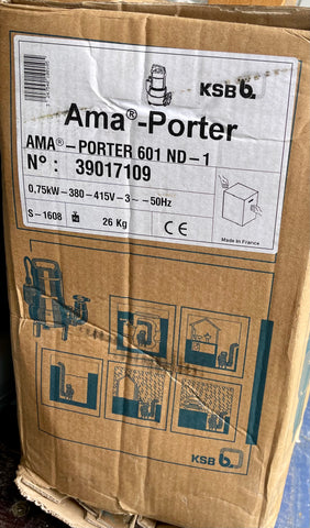 KSB AMA Porter 601 ND-1 415v Submersible Pump Without Floatswitch 0.75kw 39017109 #3066/86