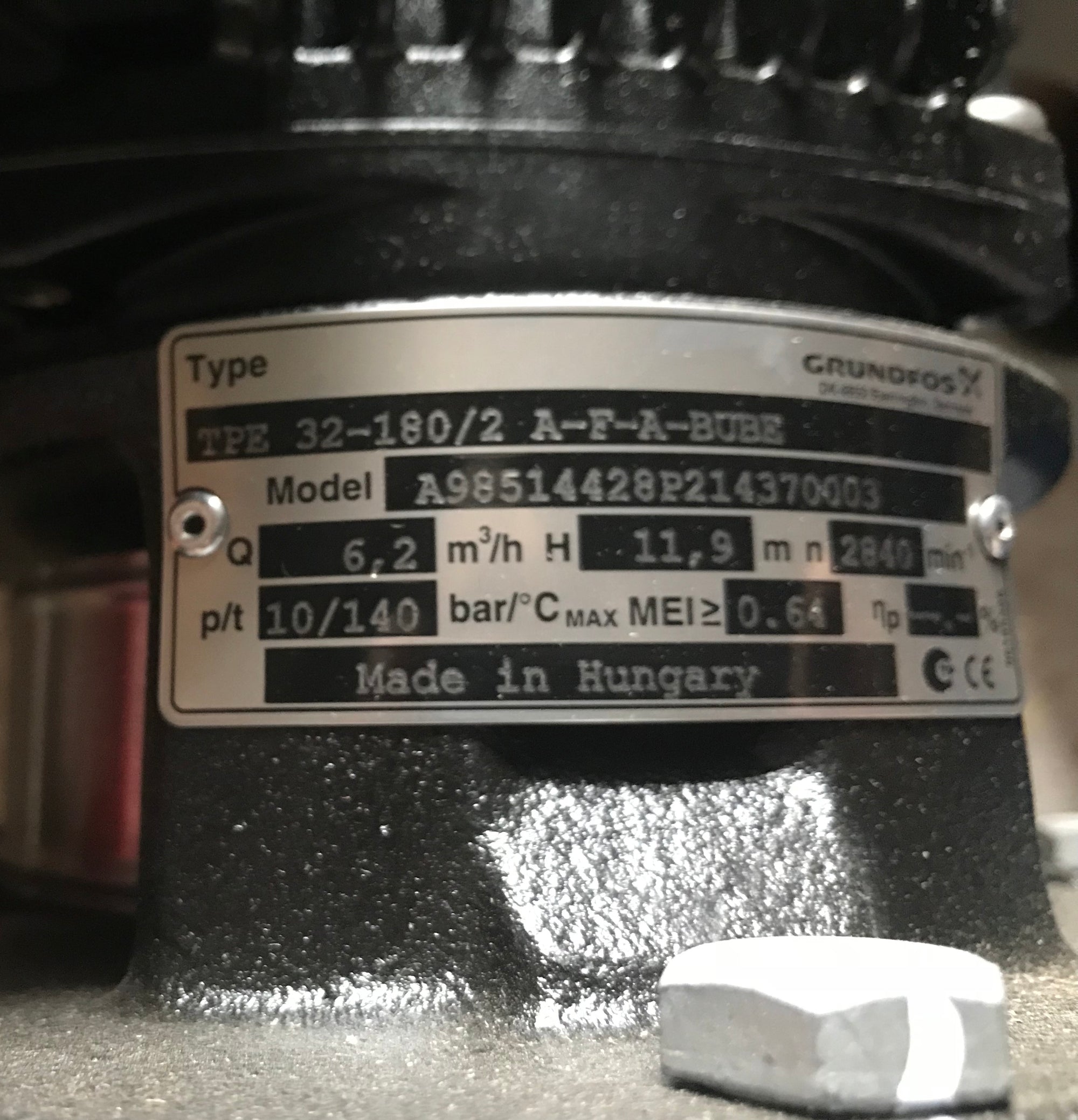 GRUNDFOS TPE 32-180/2 A F A BUBE 0.55KW SINGLE STAGE IN LINE 240v 98514428 #1420