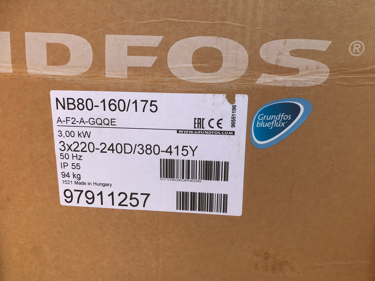 Grundfos NB 80-160/170 3kw end suction pump Dn80/100 97911257 - 3kw 415v #1457