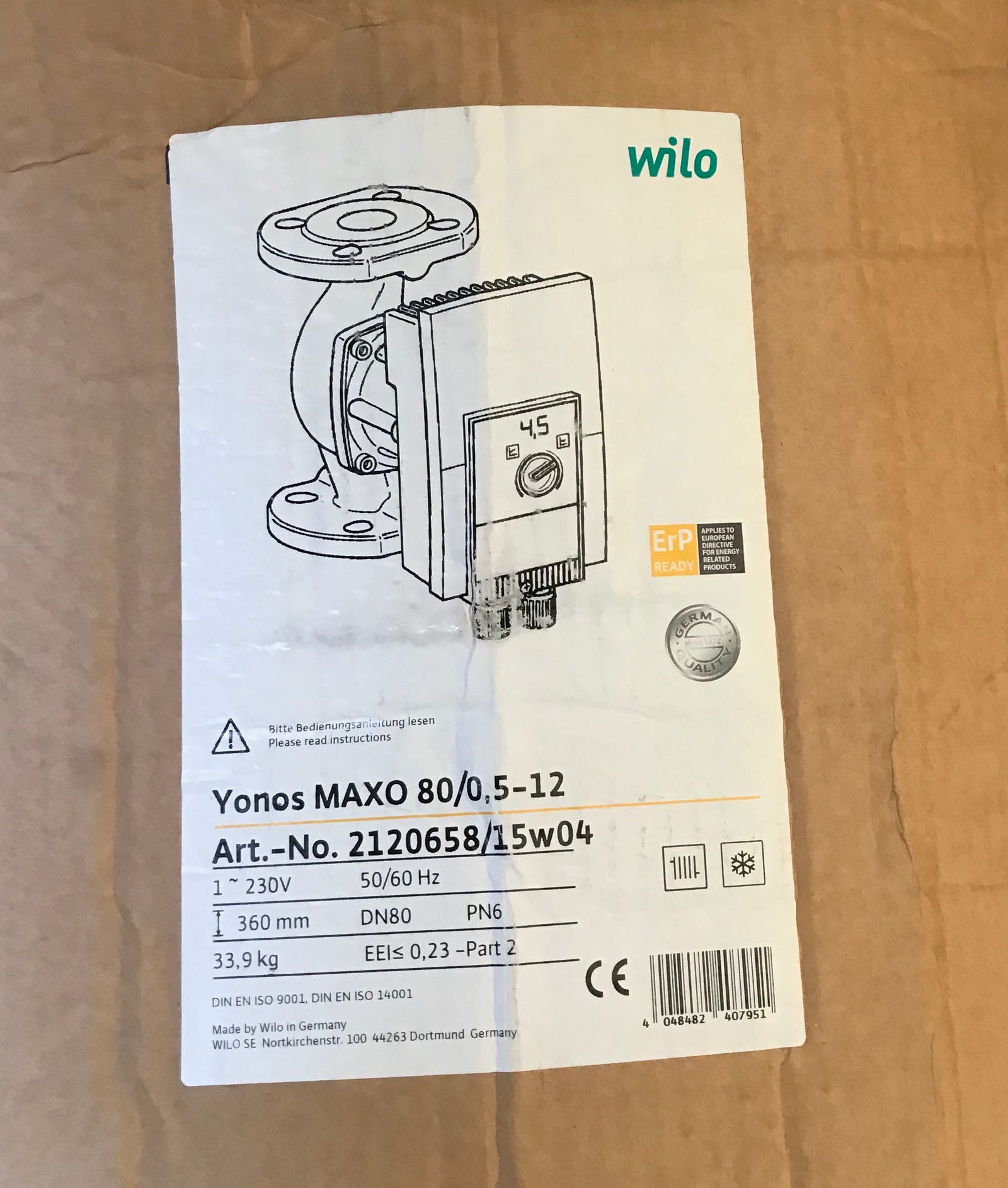 WILO YONOS MAXO 80/0,5-12 360 2120658 Heating Circulator #1506