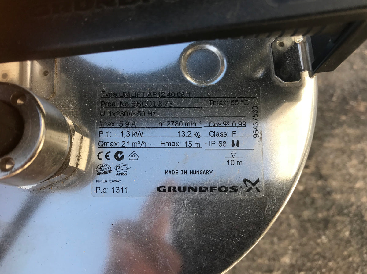 Grundfos Unilift AP 12.40.08.1 Dirty Water Pump without Floatswitch 240V 96001873 #845