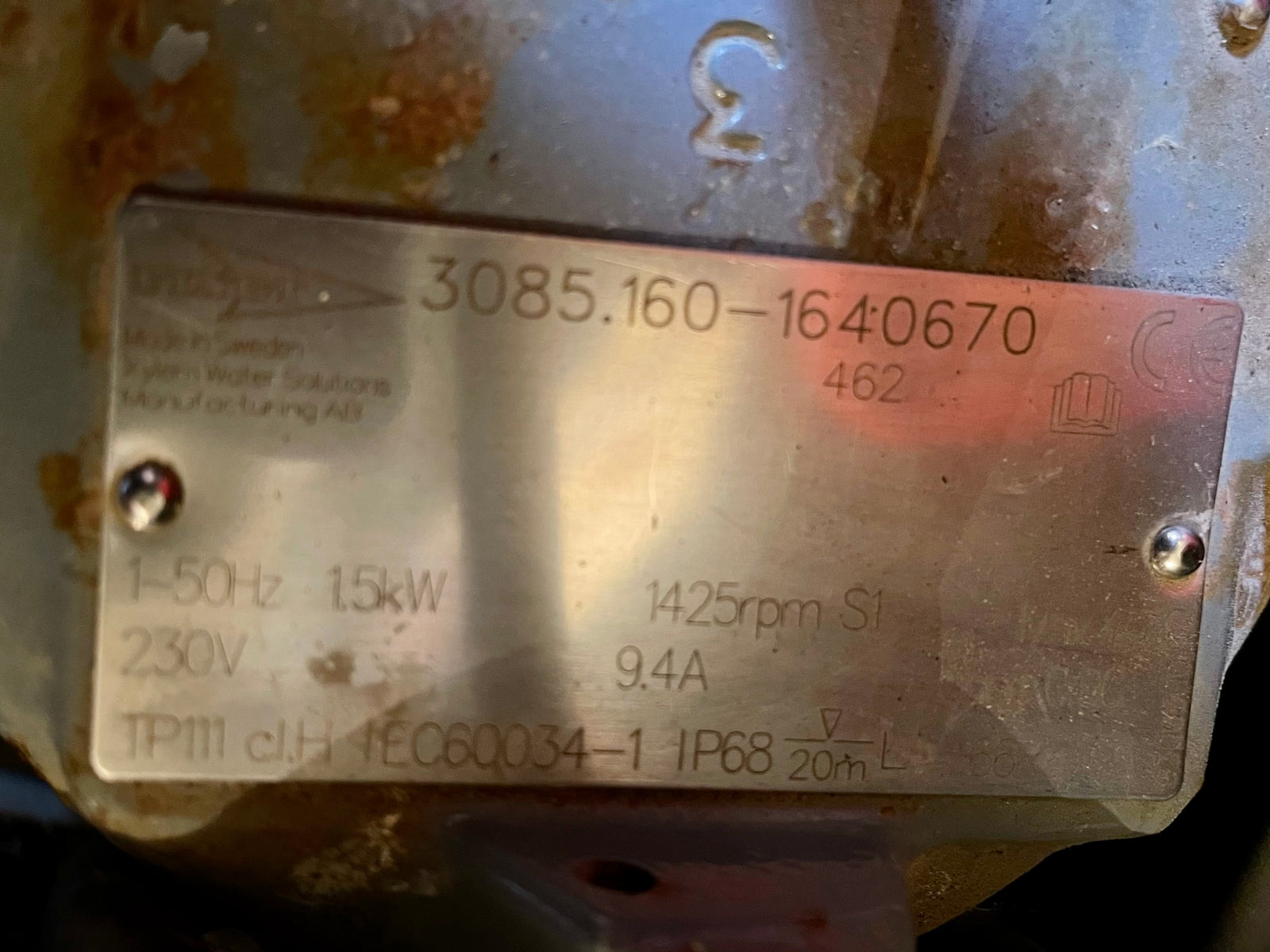 Flygt NP 3085.160 MT 462 2kw 230v Submersible Waste Pump #2913/4