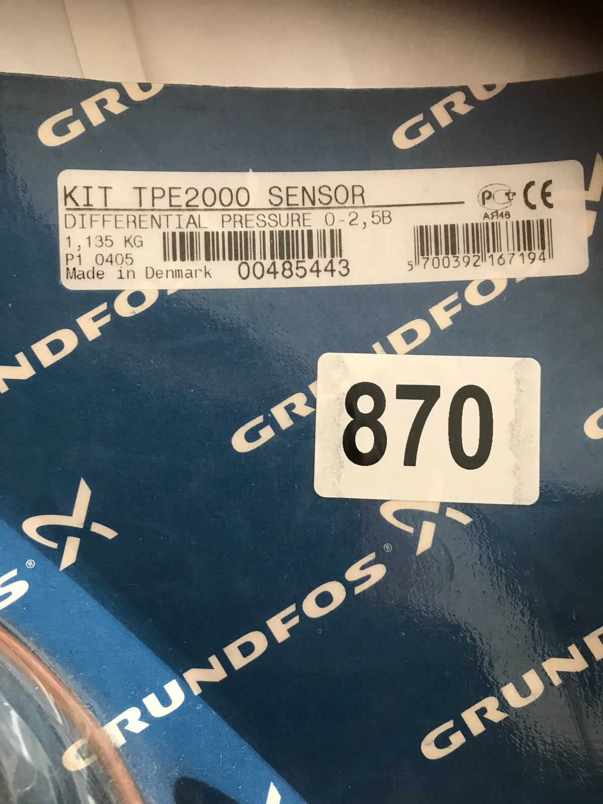 Grundfos HUBA Pressure Sensor Transducer TPE 2000 0-2.5 Bar Model Number 00485443