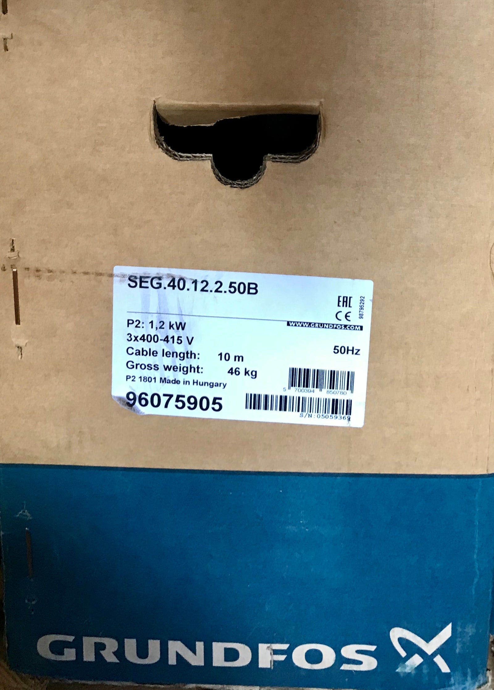 Grundfos SEG.40.12.2.50B 96075905 Dual Waste Grinder Pump set with panel Drain Sewage submersible #2047