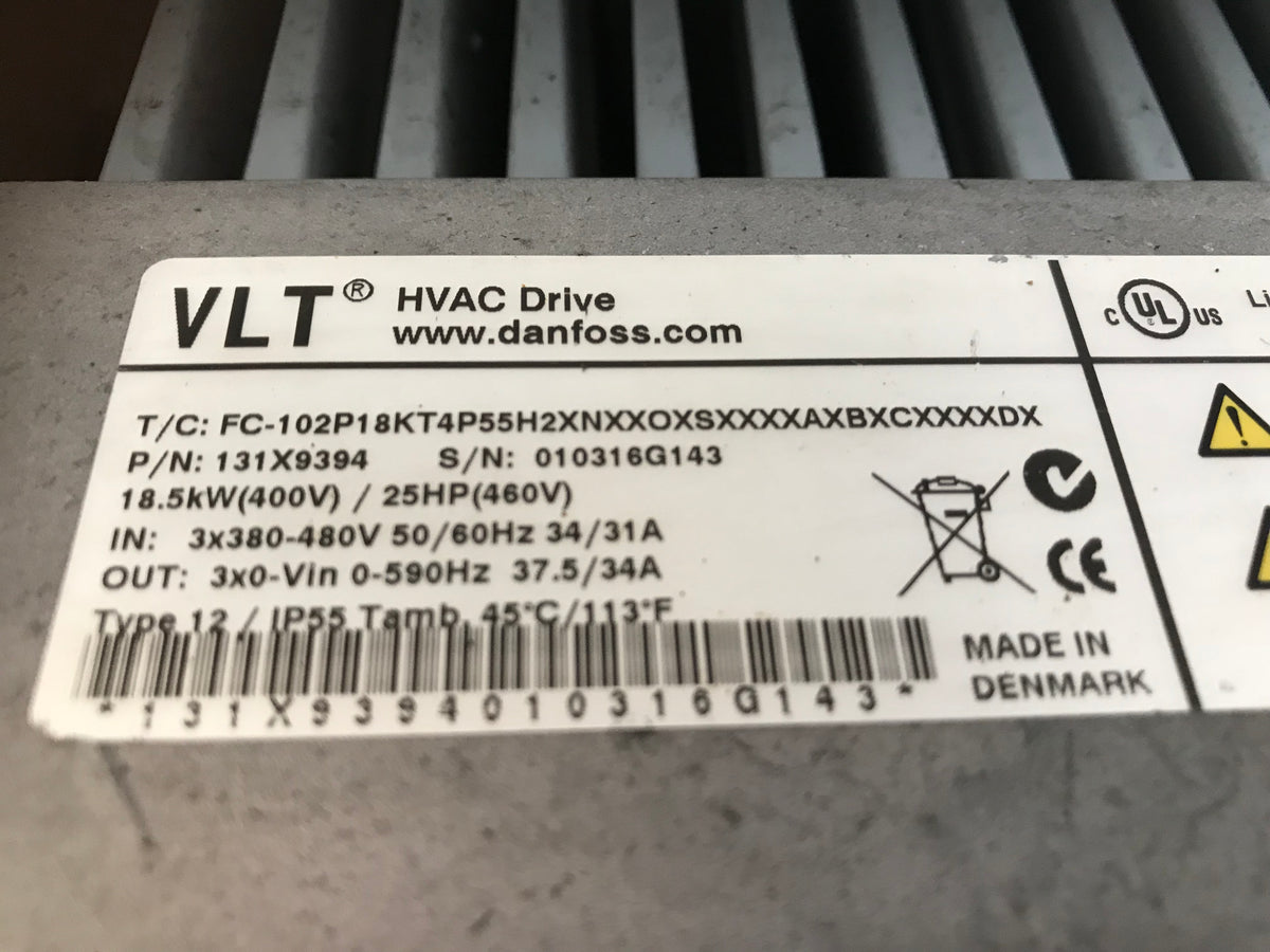 Danfoss VLT Inverter Invertor IP55 18.5KW Variable Speed Drive 131x9394 #1567