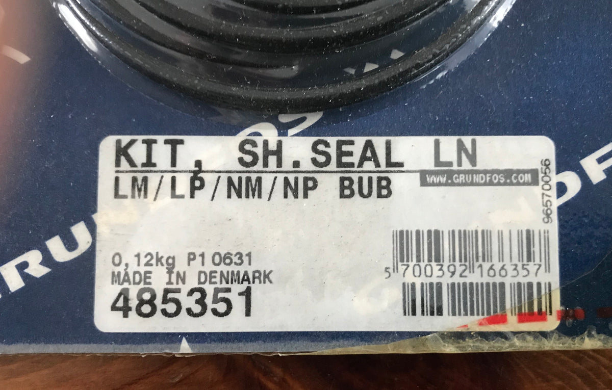 Grundfos 485351 LM / LP / NM / NP SHAFT SEAL AND GASKET KIT 16MM BUBE STD #4101
