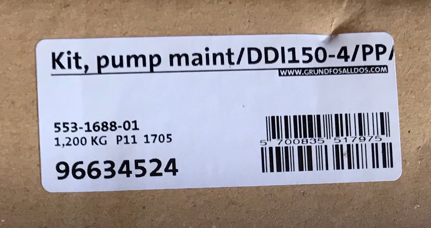 Grundfos Dosing Pump Service Kit Maintenance DDI150-4/PP/PVC/V/G  96634524 #1942