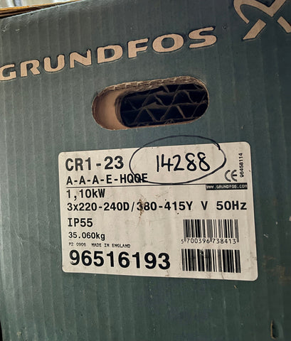 GRUNDFOS CR 1-23 A A A E HQQE 1.1KW Vertical Multistage Pump 415V 96516193 #3334