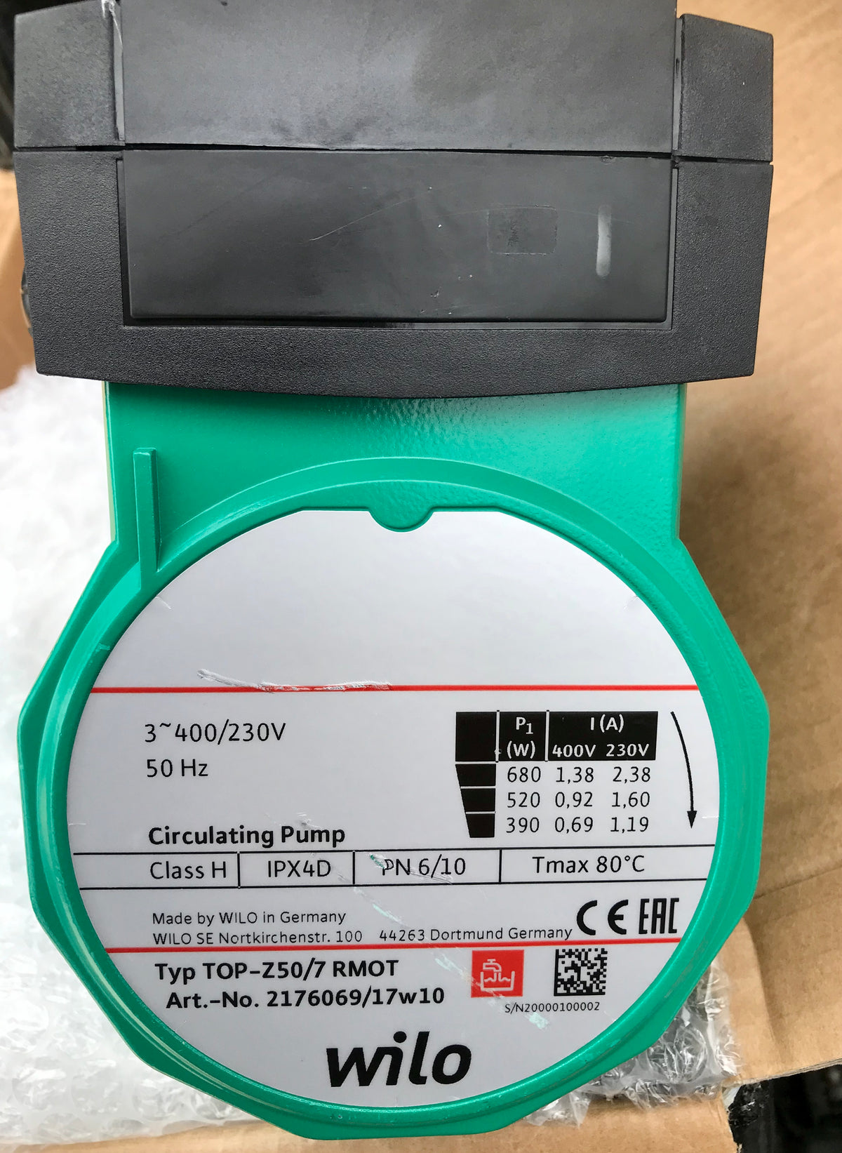 Wilo TOP Z 50/7 Replacement Pump Head RMOT 2176069 415v #2015