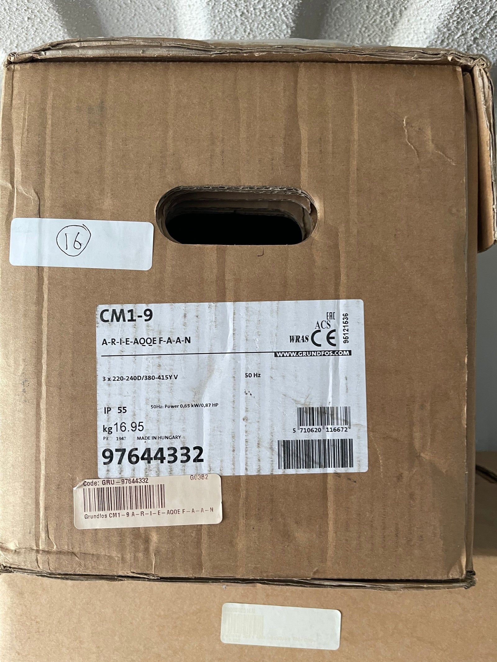 Grundfos CM 1-9 A R I E AQQE F A A N Horizontal Multistage Pump 0.65kw 415v 97644332 #3017 VAT