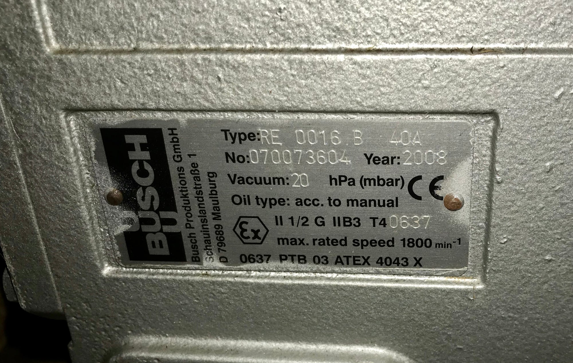 Busch R5 RE 0016 rotary vane vacuum Pump 415v #2027