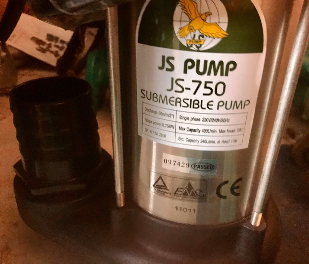 JS PUMP JS-750 80mm 3" 0.75kW SUBMERSIBLE WATER DRAINAGE PUMP WITHOUT FLOAT SWITCH 240V #2424