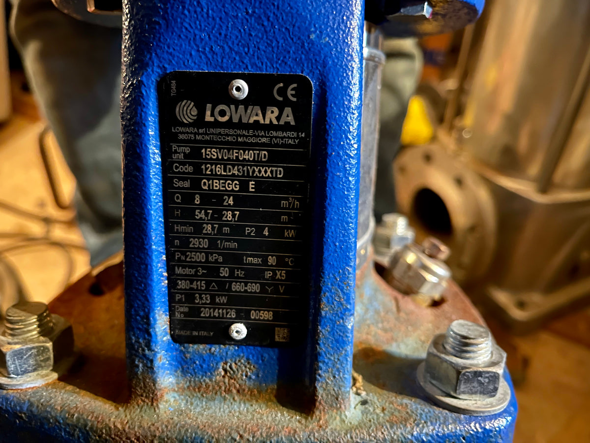 Lowara 15SV04F040T/D Vertical Multistage Pump 4kw 415v 1216LD431YXXXTD #2868 Used