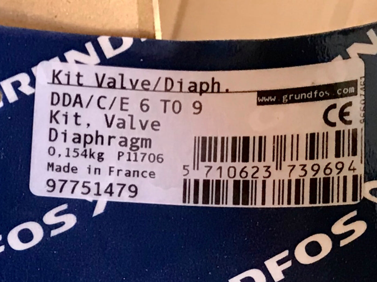 Grundfos Dosing Pump Service Kit Maintenance Valve & Diaph SD-S-PVC/V/C-1 97751479 #2451