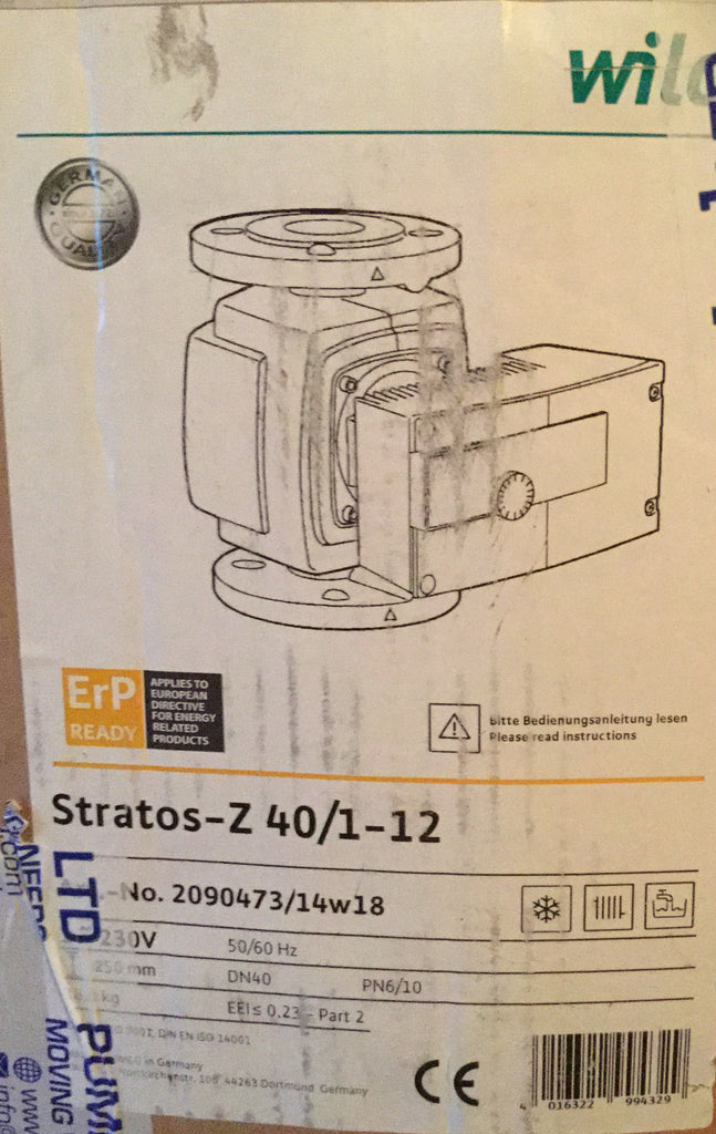 Wilo Stratos Z 40/1-12 Pn6 Pn10 230v Secondary Hot / Drinking Water 2090473 #365
