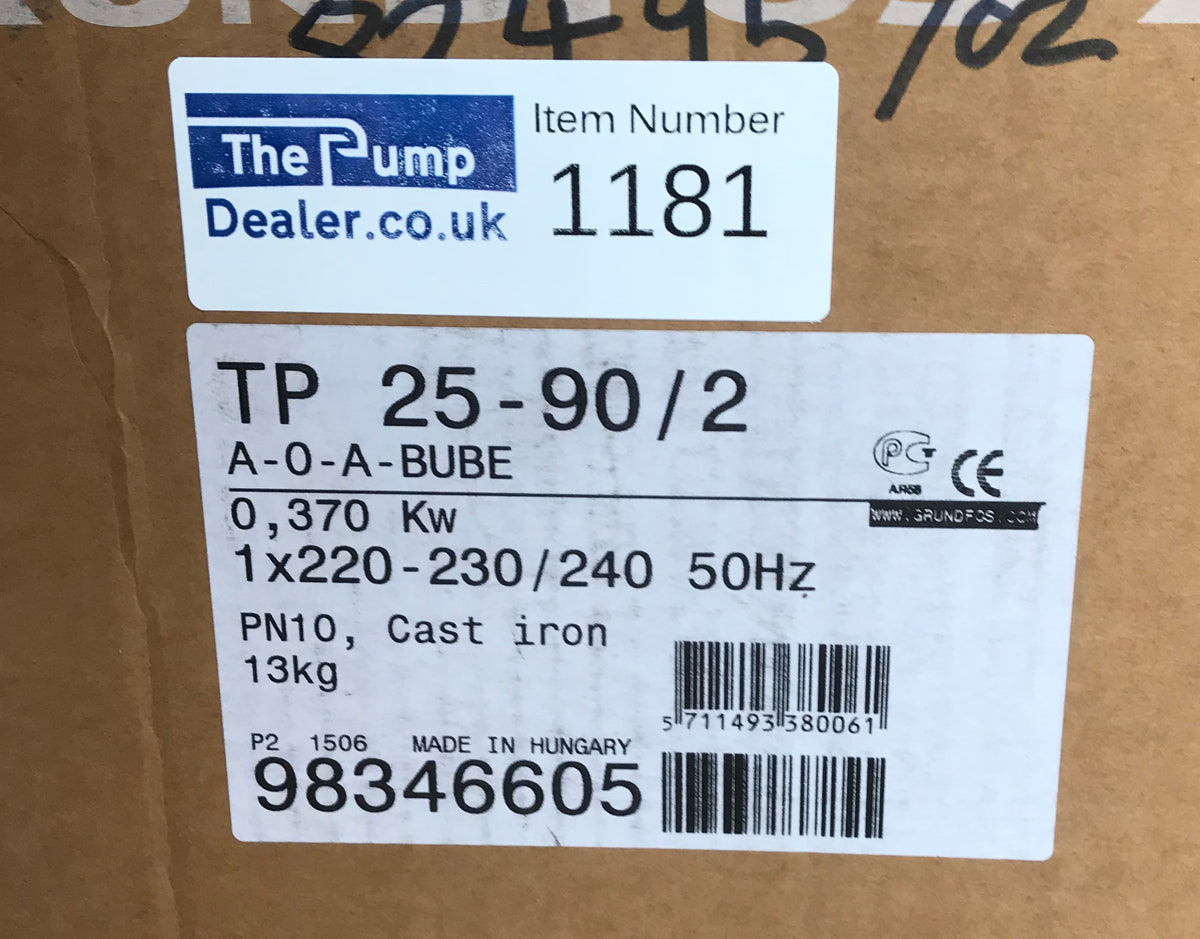 Grundfos TP 25-90/2 A O A BUBE In Line Single Stage Pump 98346605 230v #1181