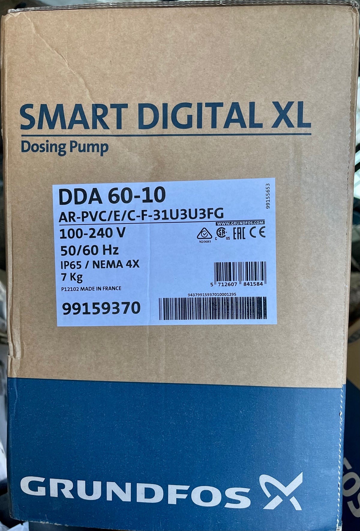 GRUNDFOS DDA 60-10 AR PVC Dosing Pump 99159370 #2832/3
