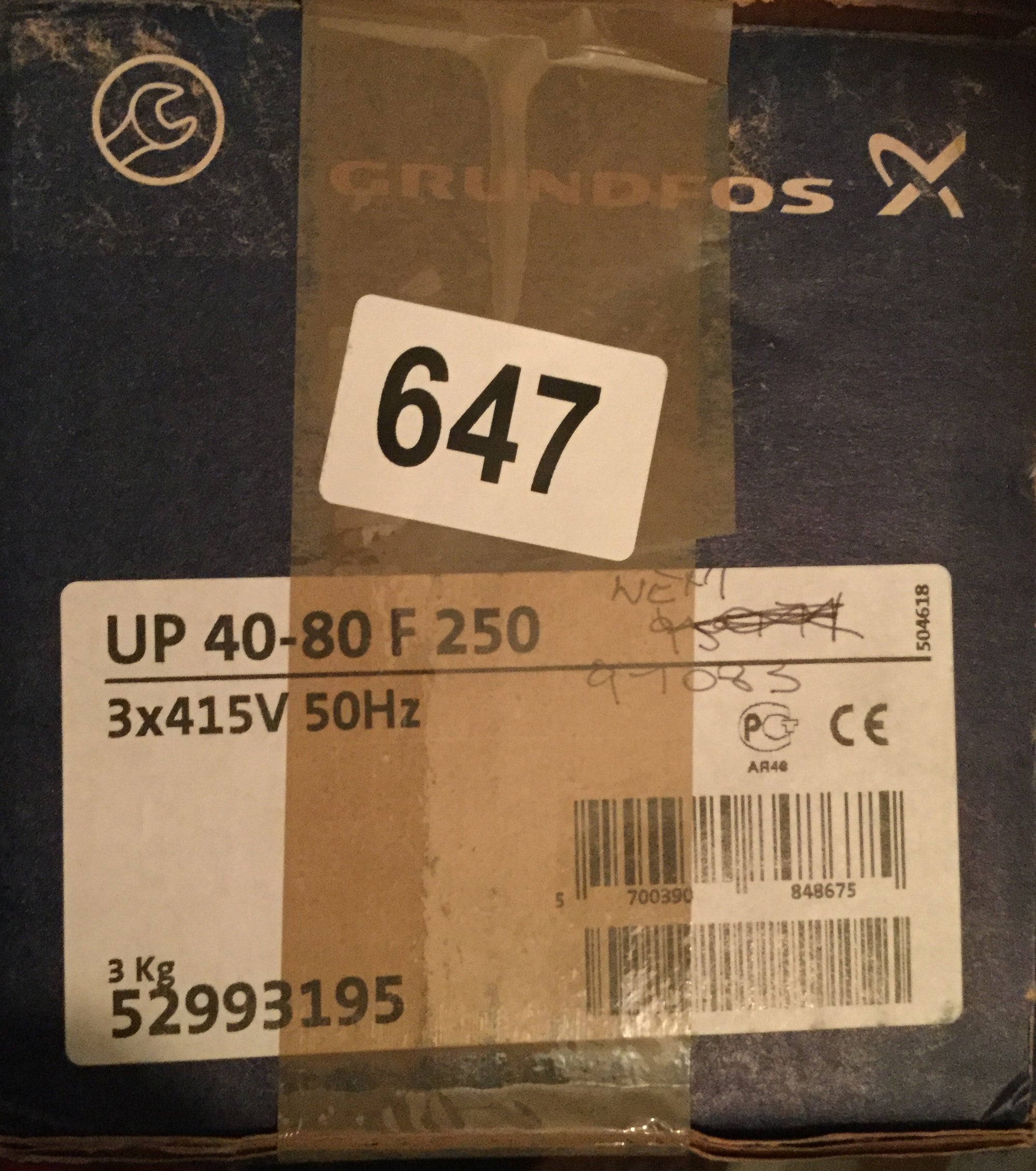 Grundfos UP UPD 40-80 F (250) Replacement pump head 415V 52993195 #647