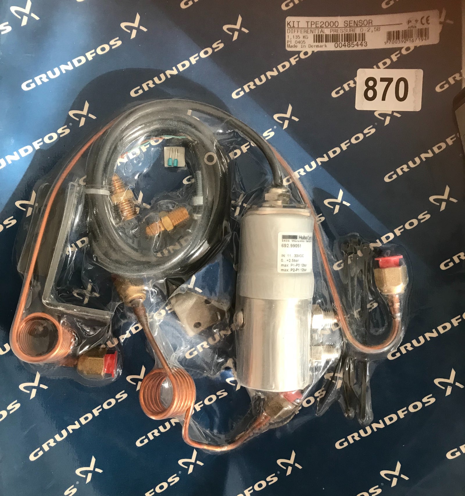 Grundfos HUBA Pressure Sensor Transducer TPE 2000 0-2.5 Bar Model Number 00485443