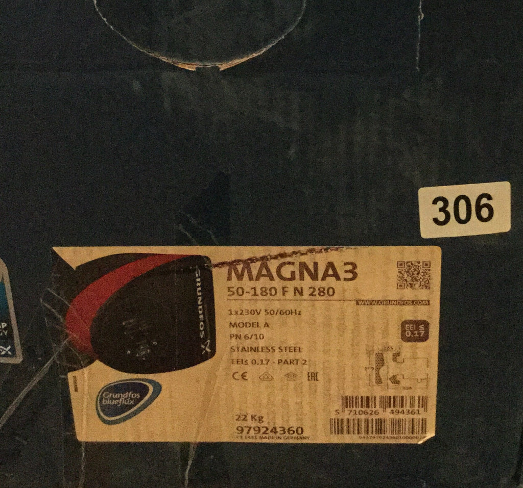 Grundfos Magna 3 50-180 FN (280) 97924360 Stainless Steel Hot Water Circulator #306