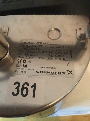 Grundfos Unilift AP 12.40.08.3 415V Dirty Water Pump without Floatswitch 96001791